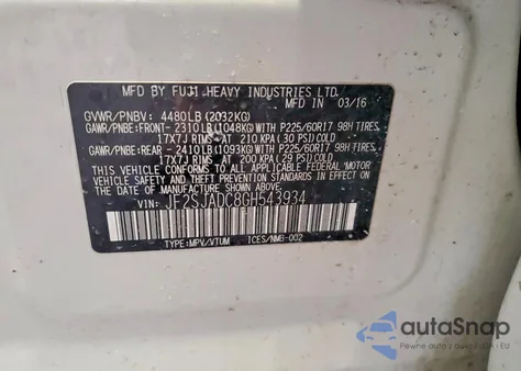 2016 Subaru Forester 2.5I Premium из США, поврежденный, VIN JF2SJADC8GH543934